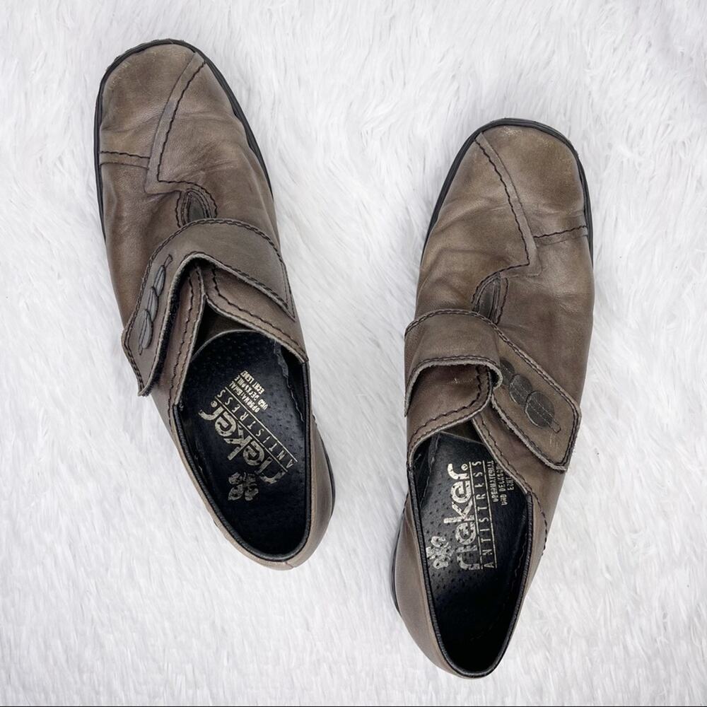 RIEKER / taupe leather comfort loafers / 41 (US 9)